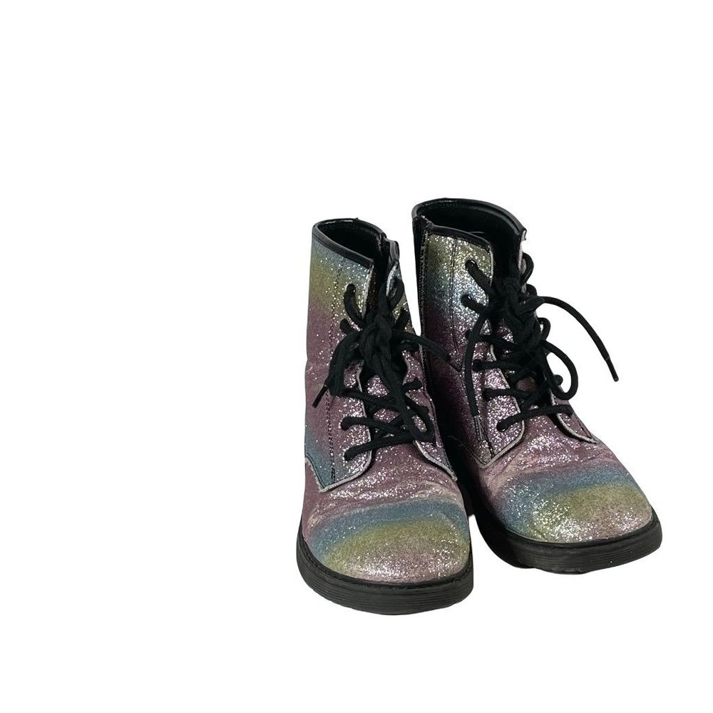 ⭐️⭐️ Girls The Children's Place Glitter Combat Boot with Zipper size 6  ⭐️⭐️